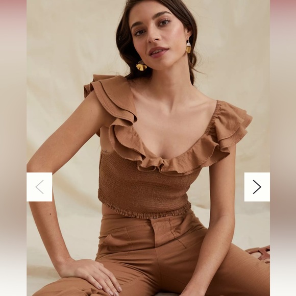 *NWT* Anthropologie Maeve Ruffled Smocked Crop Top - Picture 10 of 10